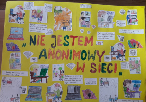 Plakat wykonany przez dzieci "Nie jestem anonimowy w sieci"